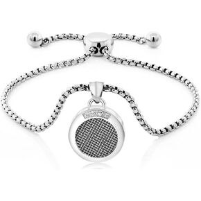 Gem Stone King Stainless Steel Remember Me Aromatherapy Adjustable Round Charm Zirconia Bracelet For Women in Kuwait