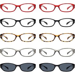 Eyekepper 10 Pack Reading Glasses Spring Hinges Wood-Grain Printed Arms Include 2 Reading Sunglasses +1.75 in Kuwait