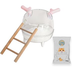 حاوية حمام رملية من Meow&Woof Hamster، صندوق رمل كبير للمرحاض Gerbil Batheom، صندوق حمام رملي صغير لحوض الاستحمام من غبار شينشيلا لملحقات قفص الهامستر 4.7 × 4.3 بوصة in Kuwait