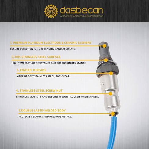 مستشعر الأكسجين Dasbecan 234-5038 234-4490 O2 4 قطع متوافق مع Explorer Ford F150 F-150 3.5L 3.7L Mustang Edge Escape Fusion Flex Taurus MKZ MKX MKT MKS 2010-2016 Upstream & Downstream in Saudi Arabia