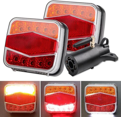 2PCS Wireless LED Trailer Lights Kit with 7 Pin Plug & Magnetic Base, Rechargeable Towing Light for Trailers, RVs, SUVs, and Boats in Saudi Arabia