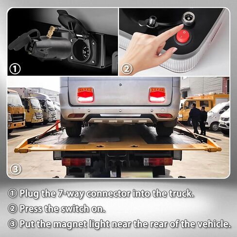 2PCS Wireless LED Trailer Lights Kit with 7 Pin Plug & Magnetic Base, Rechargeable Towing Light for Trailers, RVs, SUVs, and Boats in Saudi Arabia