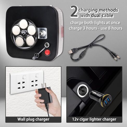 2PCS Wireless LED Trailer Lights Kit with 7 Pin Plug & Magnetic Base, Rechargeable Towing Light for Trailers, RVs, SUVs, and Boats in Saudi Arabia