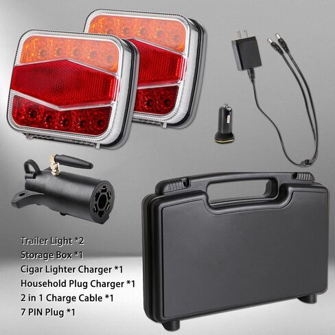 2PCS Wireless LED Trailer Lights Kit with 7 Pin Plug & Magnetic Base, Rechargeable Towing Light for Trailers, RVs, SUVs, and Boats in Saudi Arabia