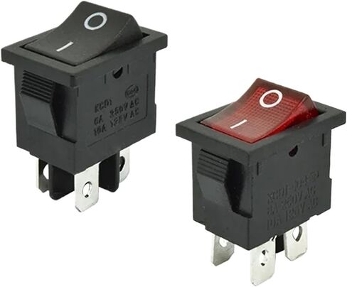 6A 250VAC KCD1-104 Rocker Switch 4pin On Off DPST 12V 220V Red Lamp Black Latching 15x21 Rocekr Switch(Red Lamp,ON-Off_NO Light) in Saudi Arabia