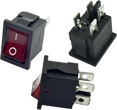 6A 250VAC KCD1-104 Rocker Switch 4pin On Off DPST 12V 220V Red Lamp Black Latching 15x21 Rocekr Switch(Red Lamp,ON-Off_NO Light) in Saudi Arabia