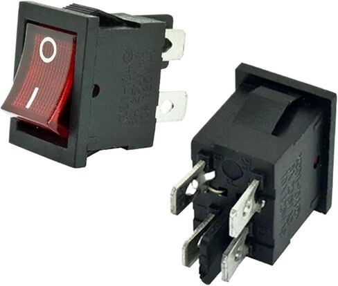 6A 250VAC KCD1-104 Rocker Switch 4pin On Off DPST 12V 220V Red Lamp Black Latching 15x21 Rocekr Switch(Red Lamp,ON-Off_NO Light) in Saudi Arabia