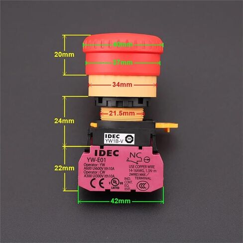 1pcs Applicable to Elevator Emergency Stop Button Switch YW-E01 YW-E10 YW1B-V Contact Normally Open Normally Closed(Type C) in Saudi Arabia