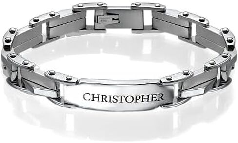 Sett&Co - Personalized Engraved Stainless Steel Bracelet With Custom Inscriptions - Engraved Gift For Men, Him, Brother, Boyfriend - Dainty Jewelry For Father's Day, Birthday, Christmas, Anniversary in Saudi Arabia
