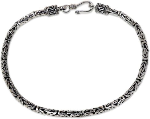 Novica Artisan Handmade Men Men Fild Silver Bracelet Artisan Fracelet Starive Indonesia [9 in L x 0.1 in W] 'Borobudur I' in Saudi Arabia