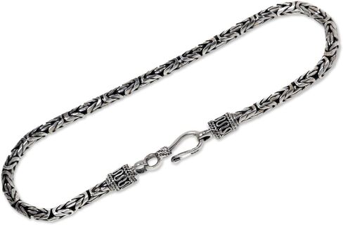 Novica Artisan Handmade Men Men Fild Silver Bracelet Artisan Fracelet Starive Indonesia [9 in L x 0.1 in W] 'Borobudur I' in Saudi Arabia