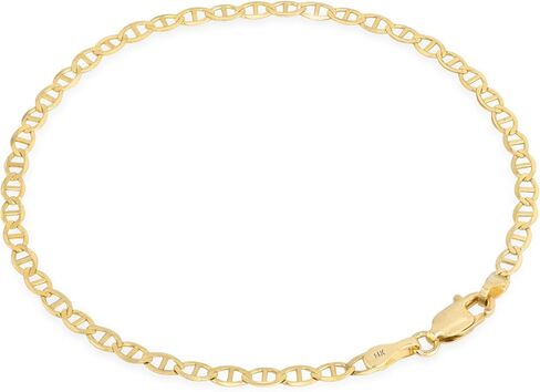 Nuragold 14k Real Yellow Gold Solid Mariner 3mm Chain Anchor Link Bracelet (7"-9") Italian Jewelry for Men & Women in Saudi Arabia