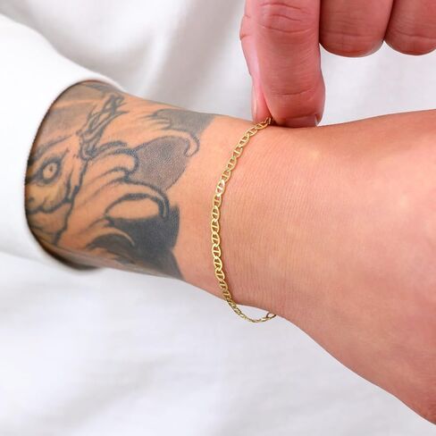 Nuragold 14k Real Yellow Gold Solid Mariner 3mm Chain Anchor Link Bracelet (7"-9") Italian Jewelry for Men & Women in Saudi Arabia