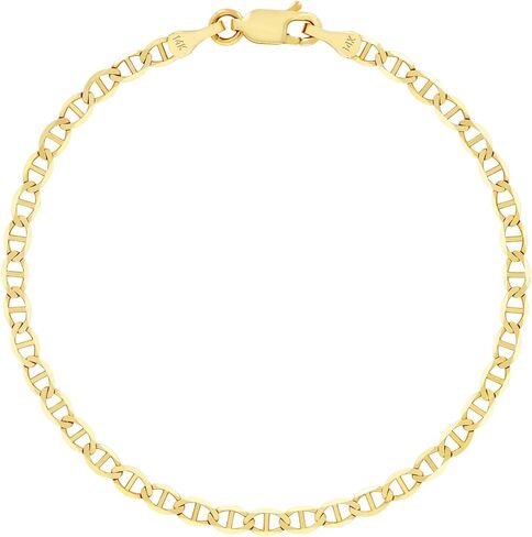 Nuragold 14k Real Yellow Gold Solid Mariner 3mm Chain Anchor Link Bracelet (7"-9") Italian Jewelry for Men & Women in Saudi Arabia