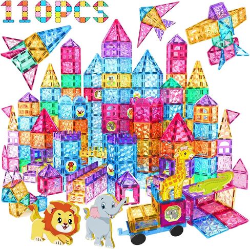 Jasonwell Magnetic Tiles Kids Magnetic Blocks Building Sets 3D Magnet Tile Building Blocks Toy Construction Educational STEM Toys Gifts for Toddlers Boys Girls 3 4 5 6 7 8 9 10 + Year Old in Kuwait
