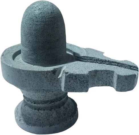 athizay Stone Shivling Statue 4 cm Shiv Linga Made in Banaras Office Puja Room Religious god Idol Shiva Lingam Available in Black and Grey Color (4 CM) in Kuwait