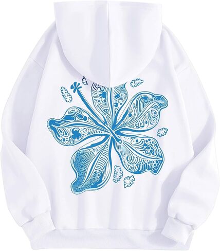 هوديز الوردي للنساء 2025 Teen Girls Graphic Hoodie Long Longe Sweatshirts Preppy Tops Y2K مع جيوب in Saudi Arabia
