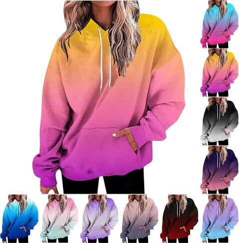 Hoodies for Women Y2k Pullover Fleece Sweaters Long Sleeve Hooded Sweatshirts with Pocket Fall Fashion 2025 in Saudi Arabia