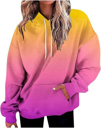 Hoodies for Women Y2k Pullover Fleece Sweaters Long Sleeve Hooded Sweatshirts with Pocket Fall Fashion 2025 in Saudi Arabia