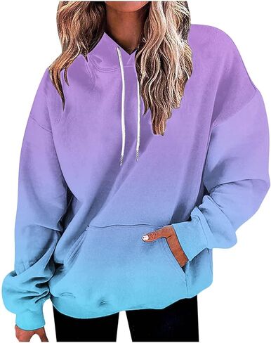 Hoodies for Women Y2k Pullover Fleece Sweaters Long Sleeve Hooded Sweatshirts with Pocket Fall Fashion 2025 in Saudi Arabia