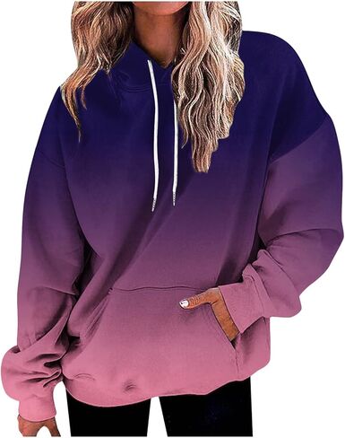 Hoodies for Women Y2k Pullover Fleece Sweaters Long Sleeve Hooded Sweatshirts with Pocket Fall Fashion 2025 in Saudi Arabia