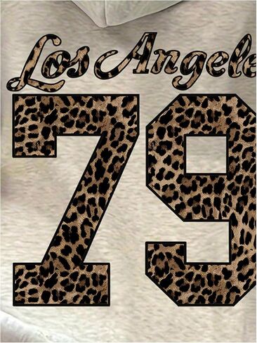 COZYEASE Women's Leopard Number Print Hoodie Long Sleeve Drawstring Graphic Sweatshirts Loose Pullover Tops in Saudi Arabia