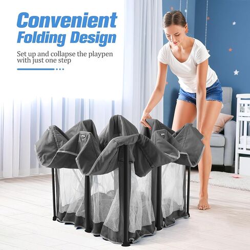 ساحة لعب للأطفال قابلة للطي، مقاس 50 × 50 بوصة، ساحة لعب للرضع والأطفال الصغار، إعداد سريع في 30 ثانية، أقلام لعب مع بوابة وشبكة مسامية، قلم لعب محمول داخلي وخارجي in Kuwait