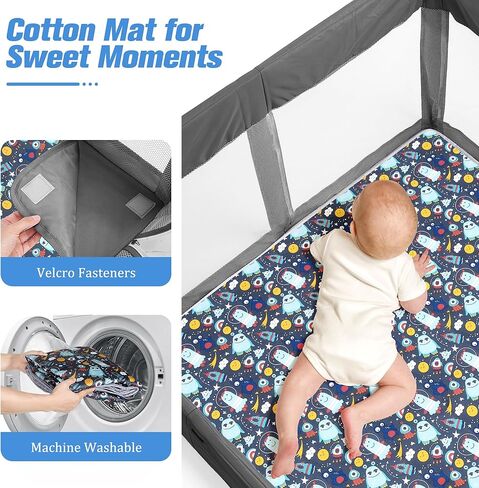 ساحة لعب للأطفال قابلة للطي، مقاس 50 × 50 بوصة، ساحة لعب للرضع والأطفال الصغار، إعداد سريع في 30 ثانية، أقلام لعب مع بوابة وشبكة مسامية، قلم لعب محمول داخلي وخارجي in Kuwait