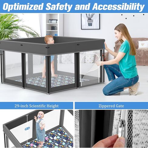 ساحة لعب للأطفال قابلة للطي، مقاس 50 × 50 بوصة، ساحة لعب للرضع والأطفال الصغار، إعداد سريع في 30 ثانية، أقلام لعب مع بوابة وشبكة مسامية، قلم لعب محمول داخلي وخارجي in Kuwait