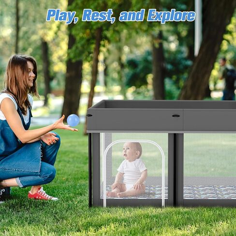 ساحة لعب للأطفال قابلة للطي، مقاس 50 × 50 بوصة، ساحة لعب للرضع والأطفال الصغار، إعداد سريع في 30 ثانية، أقلام لعب مع بوابة وشبكة مسامية، قلم لعب محمول داخلي وخارجي in Kuwait