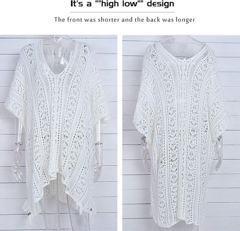shermie Swimsuit Cover Ups for Women Short Sleeve V Neck Side Slit Loose Casual Mesh Knit Crochet Top in Saudi Arabia