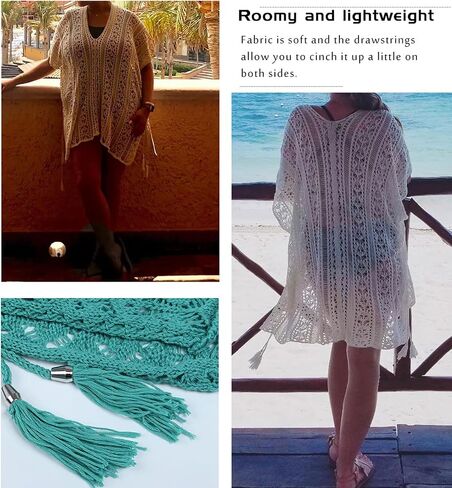 shermie Swimsuit Cover Ups for Women Short Sleeve V Neck Side Slit Loose Casual Mesh Knit Crochet Top in Saudi Arabia