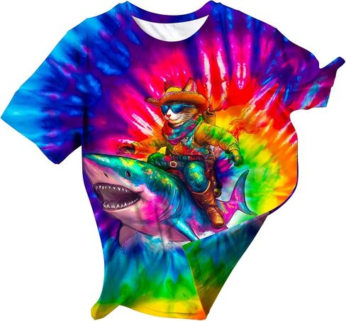 Kids Animal Tie Dye Shirt for Boys Girls Size 5-12 in Saudi Arabia