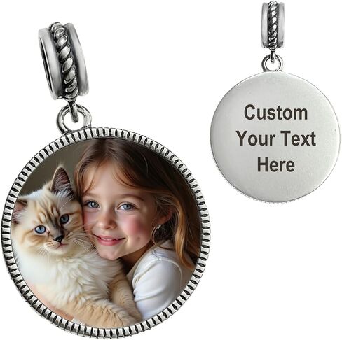 Custom Photo Charm with Picture Personalized Text Coin Family Bead Gift f/Mother Girlfriend Wife Mother's Day Gift in Saudi Arabia