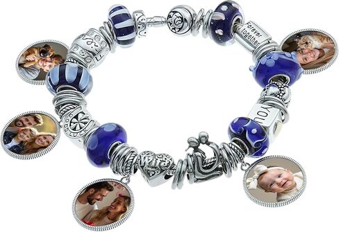 Custom Photo Charm with Picture Personalized Text Coin Family Bead Gift f/Mother Girlfriend Wife Mother's Day Gift in Saudi Arabia