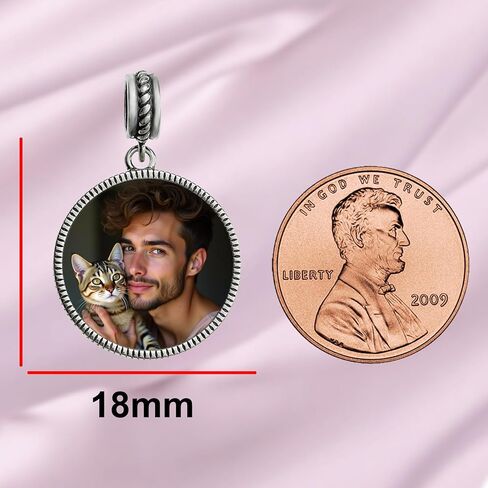 Custom Photo Charm with Picture Personalized Text Coin Family Bead Gift f/Mother Girlfriend Wife Mother's Day Gift in Saudi Arabia