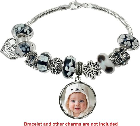 Custom Photo Charm with Picture Personalized Text Coin Family Bead Gift f/Mother Girlfriend Wife Mother's Day Gift in Saudi Arabia
