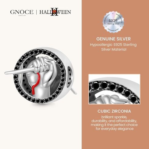 GNOCE HALLOWEEN II قلادة سحر سحر للنساء ، S925 Sterling Silver Dangle Charms للزوجة ، يوم عيد الحب ، مجوهرات عيد الهالوين in Saudi Arabia