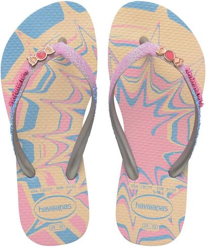 Havaianas Kids Slim Glitter Flop Flops - الصنادل الصيفية للأطفال للفتيات - الزبد ، 3y طفل كبير in Saudi Arabia