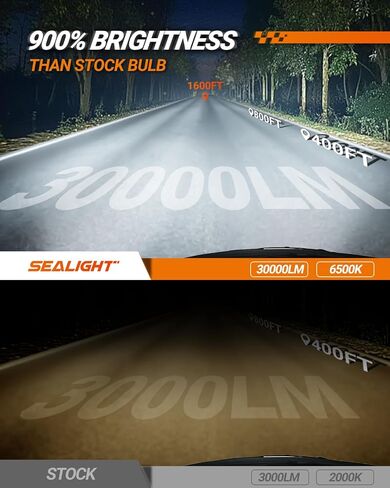 مصابيح Sealight H7 30000LM 800 ٪ أكثر إشراقًا 2025 ، الإصدار X5 H7 LIGHTS 99 ٪ التثبيت السهل للتركيب للضباب ، ATVS & PowerSports 10 سنوات العمر ، حزمة 2 in Saudi Arabia