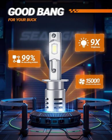 مصابيح Sealight H7 30000LM 800 ٪ أكثر إشراقًا 2025 ، الإصدار X5 H7 LIGHTS 99 ٪ التثبيت السهل للتركيب للضباب ، ATVS & PowerSports 10 سنوات العمر ، حزمة 2 in Saudi Arabia
