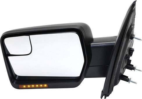 Kool Vue Driver Side Power Heated Mirror for Ford F-150 2011-2014 Manual Fold With Signal Light & Spotter Glass; Without Memory & Puddle Lamp Textured in Kuwait