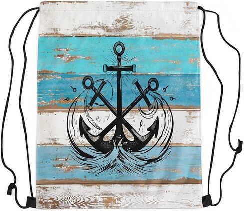 Erosebridal Vintage Lake Themed Drawstring Backpack 13 x 15.75 inch,Nautical Lake Paddle Boat Drawstring Bag,Rustic Camper Barn Door Draw String Back Bag,Farmhouse Camping String Backpack in Saudi Arabia