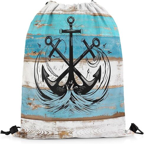 Erosebridal Vintage Lake Themed Drawstring Backpack 13 x 15.75 inch,Nautical Lake Paddle Boat Drawstring Bag,Rustic Camper Barn Door Draw String Back Bag,Farmhouse Camping String Backpack in Saudi Arabia