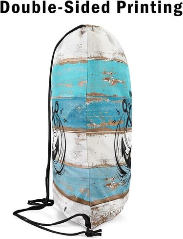 Erosebridal Vintage Lake Themed Drawstring Backpack 13 x 15.75 inch,Nautical Lake Paddle Boat Drawstring Bag,Rustic Camper Barn Door Draw String Back Bag,Farmhouse Camping String Backpack in Saudi Arabia