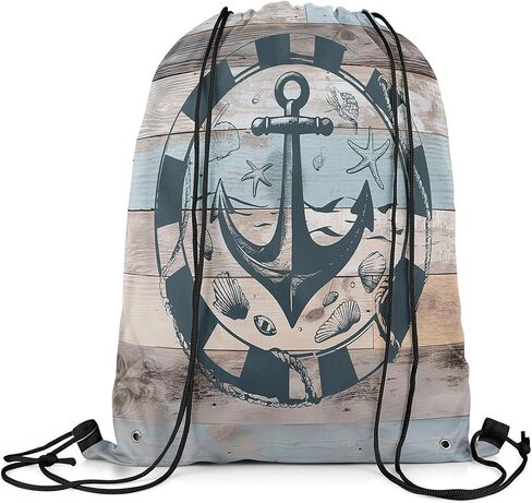 Erosebridal Vintage Lake Themed Drawstring Backpack 13 x 15.75 inch,Nautical Lake Paddle Boat Drawstring Bag,Rustic Camper Barn Door Draw String Back Bag,Farmhouse Camping String Backpack in Saudi Arabia