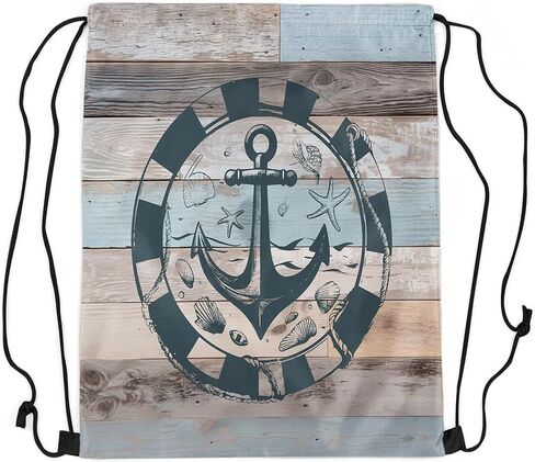 Erosebridal Vintage Lake Themed Drawstring Backpack 13 x 15.75 inch,Nautical Lake Paddle Boat Drawstring Bag,Rustic Camper Barn Door Draw String Back Bag,Farmhouse Camping String Backpack in Saudi Arabia