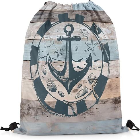 Erosebridal Vintage Lake Themed Drawstring Backpack 13 x 15.75 inch,Nautical Lake Paddle Boat Drawstring Bag,Rustic Camper Barn Door Draw String Back Bag,Farmhouse Camping String Backpack in Saudi Arabia