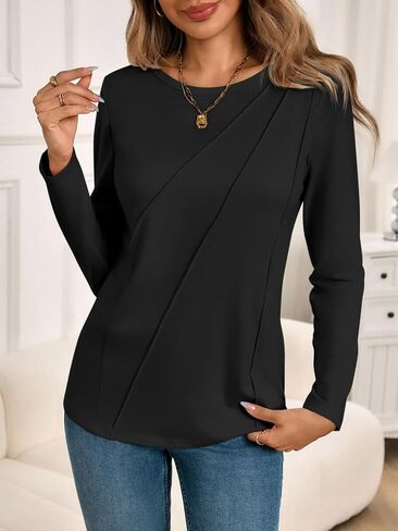 Yousify Womens Long Sleeve Pursing Dorts Zipper Maternity Tunic Tunic Tunic Tops Seam Resparnancy in Kuwait