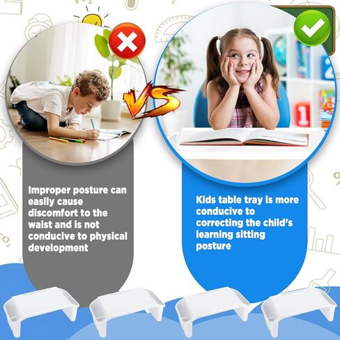 20 Pcs Kids Lap Desk Bulk Lap Table Tray Portable Activity Plastic Lap Bed Table with 3 Storage Space for Kids Students Work Study Bed School Classroom in Kuwait